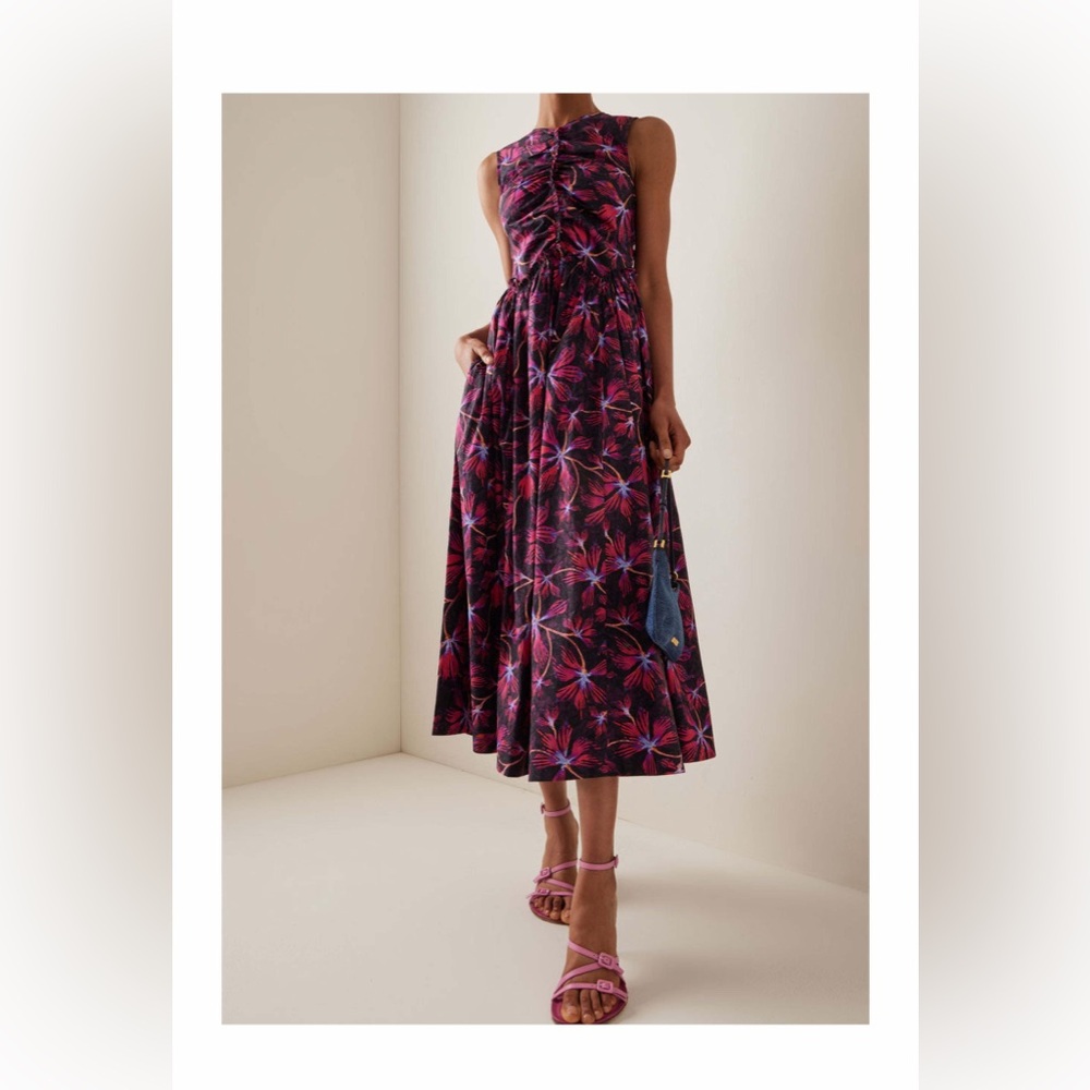Ulla Johnson Black and Fuchsia Floral Midi Dress